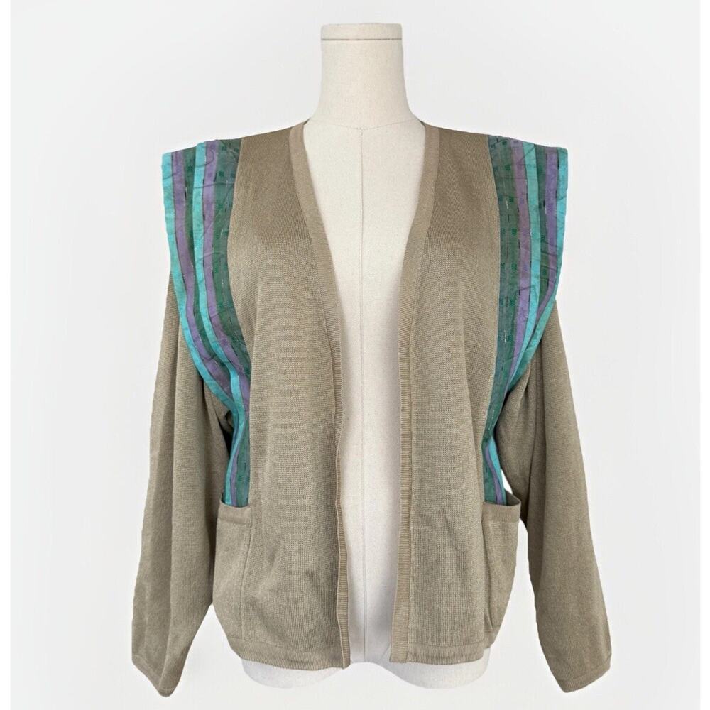 VTG 90s Dino Valiano Linen Sweater M-L Artsy Maximalism Bold‎ Edgy Lagenlook 80s